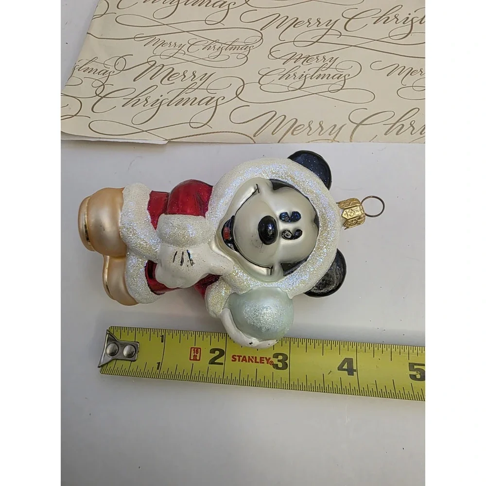 2000 Christopher Radko Disney Jewel Mickey Snowball Glass Ornament 00-DIS-33